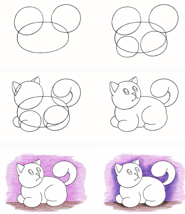 Как нарисовать кошку поэтапно карандашом