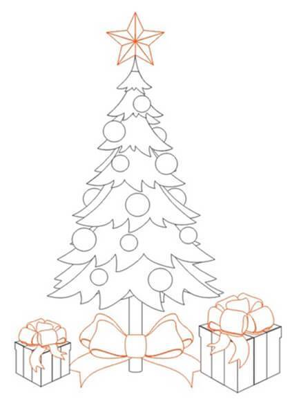 Как нарисовать новогодний рисунок елка: рисуем поэтапно