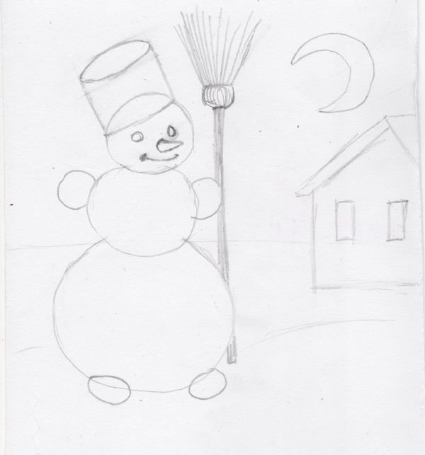Мастер-класс - как нарисовать снеговика акварелью пошагово