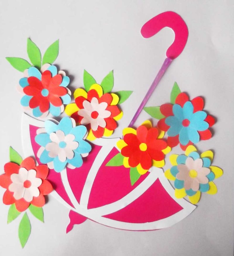 Поэтапное создание зонтика с цветами